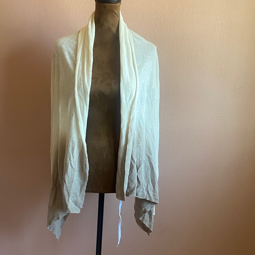LOFT Cream and Tan Draped Cardigan